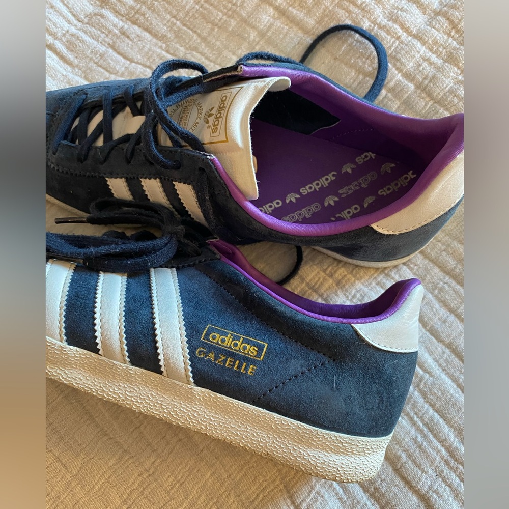 Adidas Gazelle Navy Suede with Purple Interior